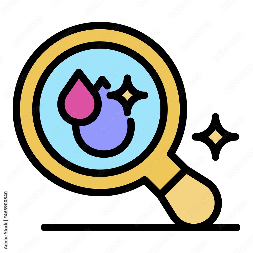 Aufkleber drops in magnifier icon. outline drops in magnifier vector icon color flat isolated