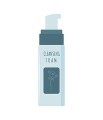 Cleansing foam. Face makeup removal. Skin care. Morning routine. Hand drawn beauty product. Vector illustration in flat cartoon style.