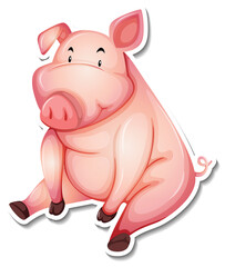 Pig farm animal cartoon sticker