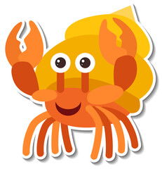 Hermit crab sea animal cartoon sticker