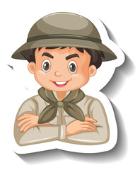 Boy wear safari outfit cartoon character sticker