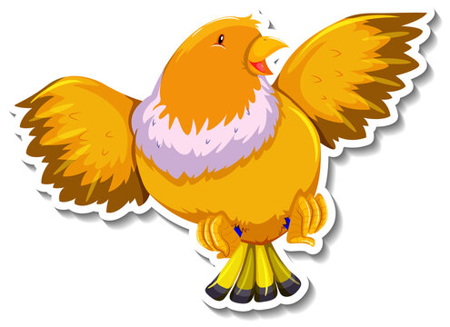 Cute yellow bird animal cartoon sticker