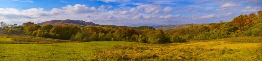 panorama of mountains, view of carpathians in clouds