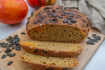 pumpkin no knead whole grain bread