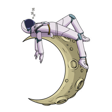 Astronaut sleep on the crescent moon