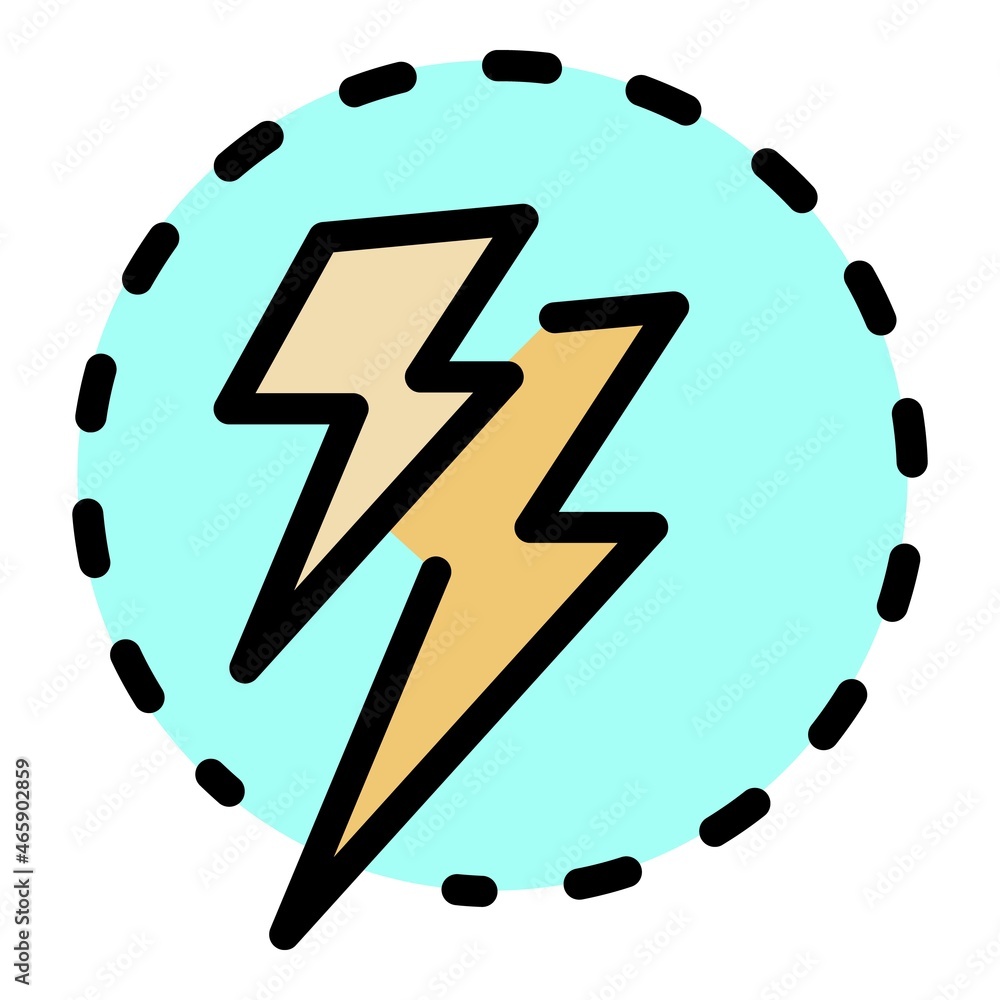 Poster two lightning icon. outline two lightning vector icon color flat isolated
