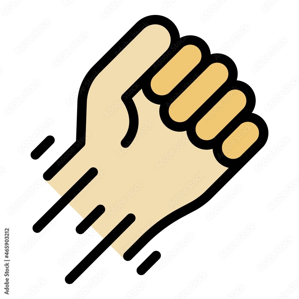 Poster fist in motion icon. outline fist in motion vector icon color flat isolated