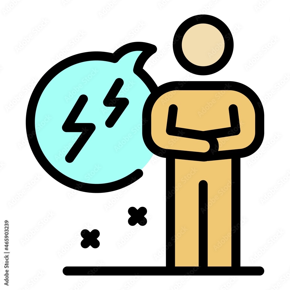 Poster chat bubble lightning icon. outline chat bubble lightning vector icon color flat isolated