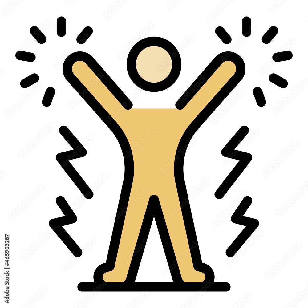 Poster winner and lightning icon. outline winner and lightning vector icon color flat isolated
