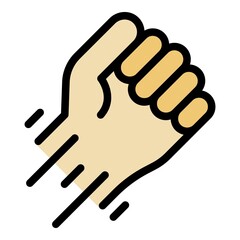 Obraz premium Fist in motion icon. Outline fist in motion vector icon color flat isolated