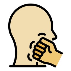 Fist in the face icon. Outline fist in the face vector icon color flat isolated