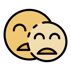 Obraz premium Two sad smiles icon. Outline two sad smiles vector icon color flat isolated