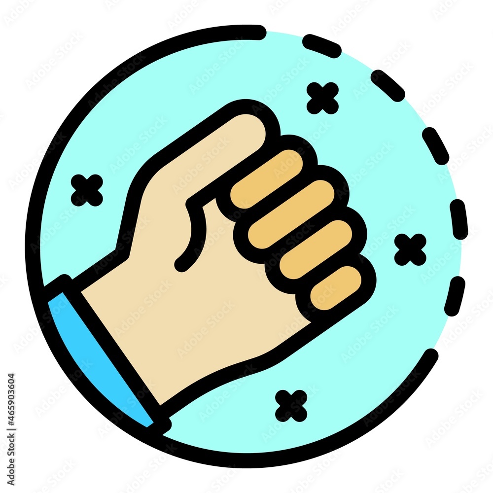 Poster fist in a circle icon. outline fist in a circle vector icon color flat isolated