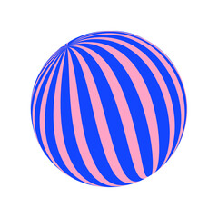 Sphere with stripes. Circle with colored wavy lines for printing, decoration, design. Geometric abstraction. Blue and pink. Vector graphics.