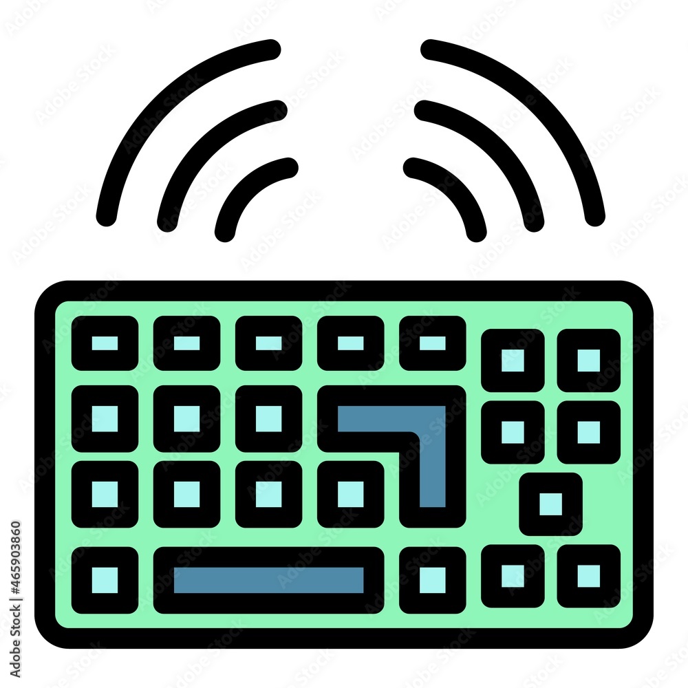Poster workplace keyboard icon. outline workplace keyboard vector icon color flat isolated