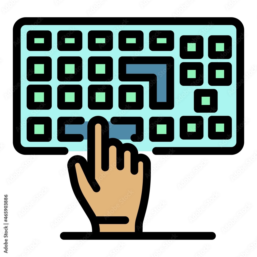 Poster touch keyboard icon. outline touch keyboard vector icon color flat isolated