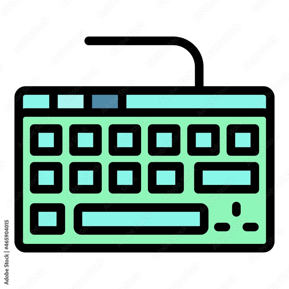 Poster digital keyboard icon. outline digital keyboard vector icon color flat isolated