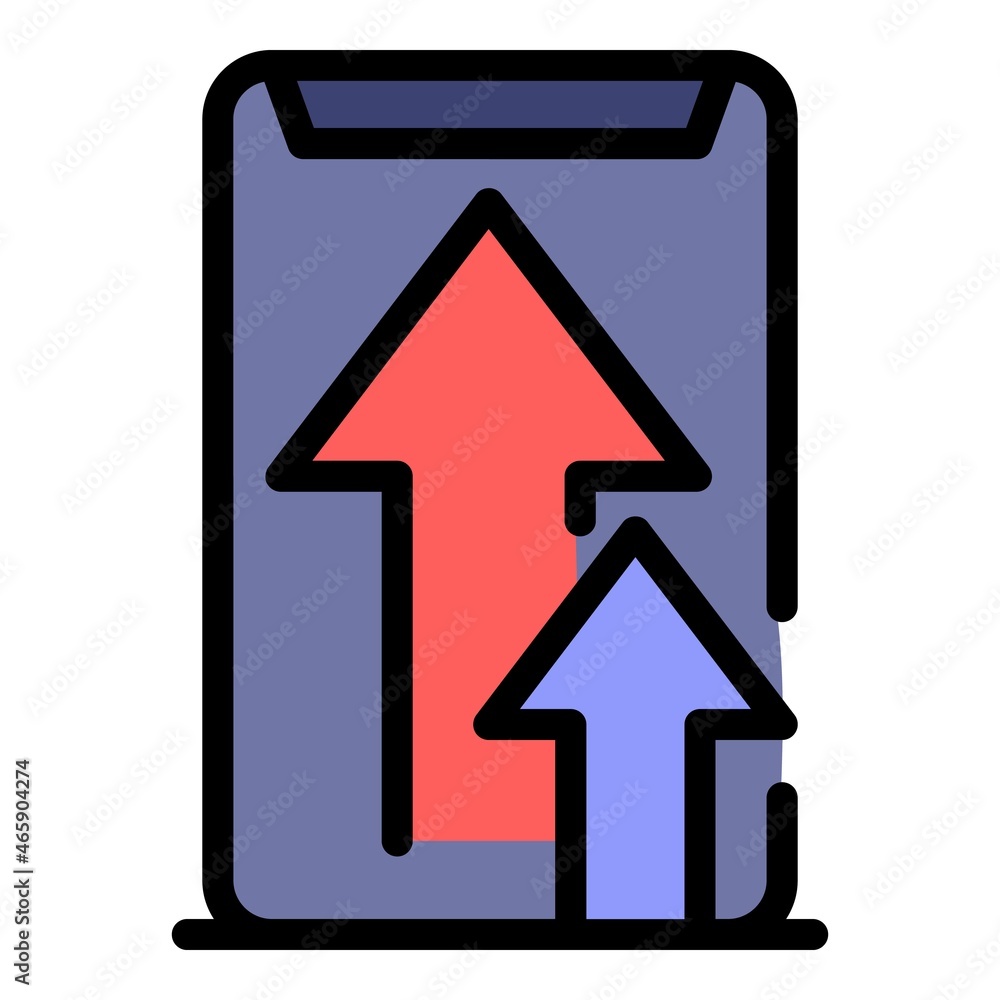Poster smartphone upload data icon. outline smartphone upload data vector icon color flat isolated