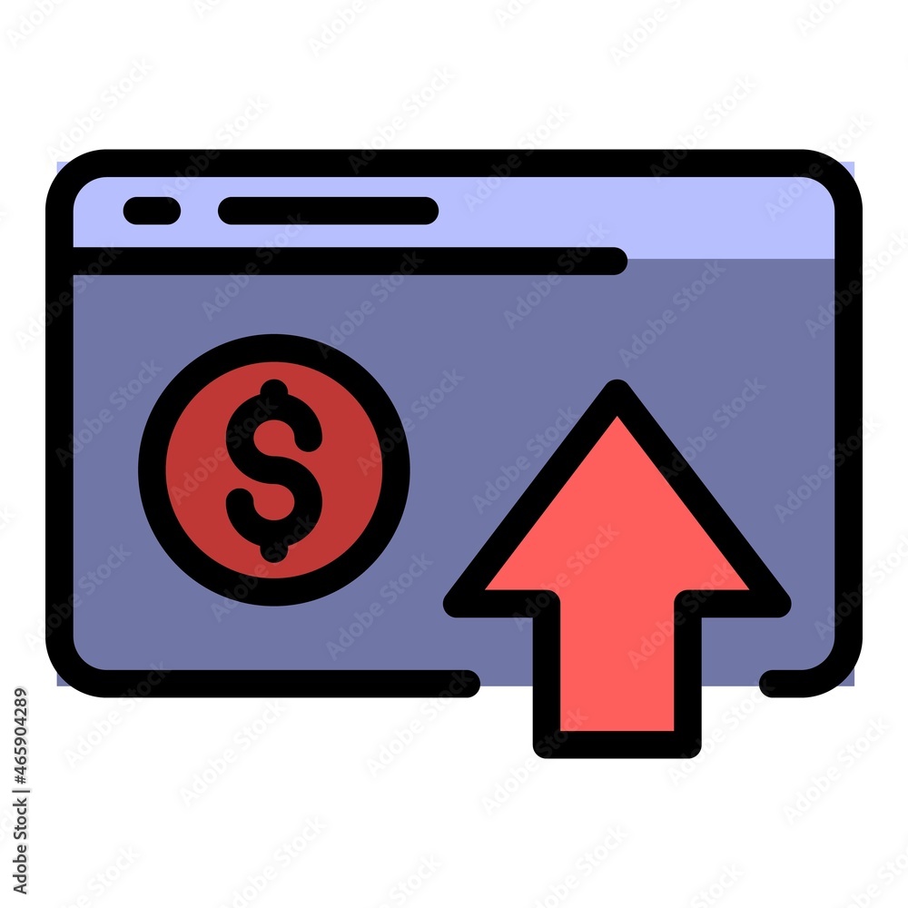Poster web page finance icon. outline web page finance vector icon color flat isolated