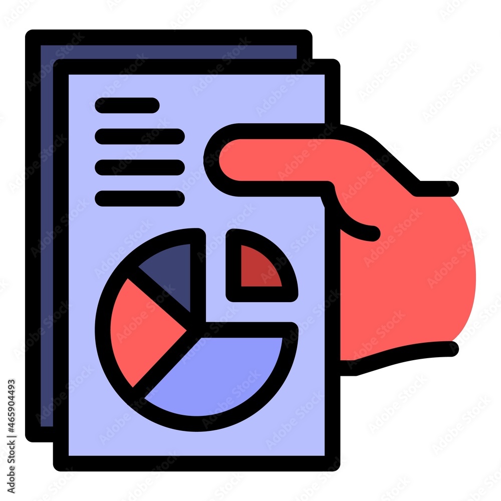 Poster creative pie chart paper icon. outline creative pie chart paper vector icon color flat isolated