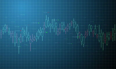 Stock market or forex trading graph and candlestick chart suitable for financial investment concept. Economy trends background for business. Vector Illustration.