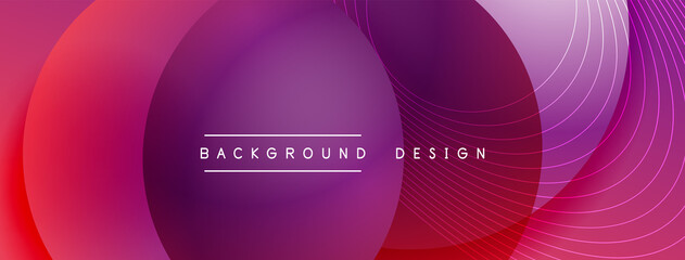 Gradient circles with shadows. Vector techno abstract background. Modern overlapping forms wallpaper background, design template