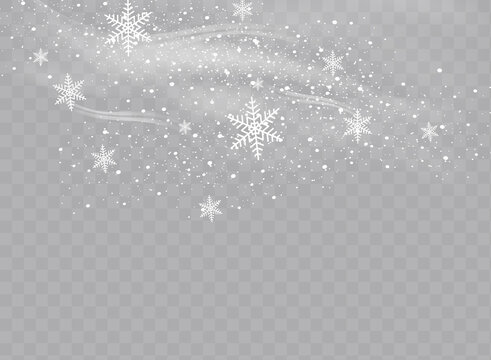 Snow and wind on a transparent background. White gradient decorative element.vector illustration. winter and snow with fog.