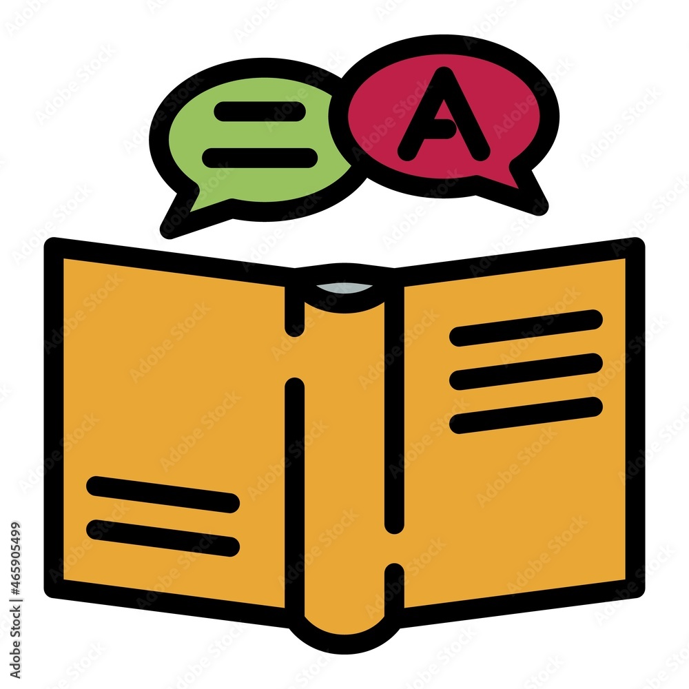 Poster read book translator icon. outline read book translator vector icon color flat isolated