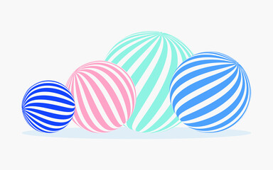 Sphere with stripes. Circle with colored wavy lines for printing, decoration, design. Geometric abstraction. Blue and pink. Vector graphics.