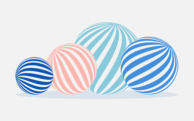 Sphere with stripes. Circle with colored wavy lines for printing, decoration, design. Geometric abstraction. Blue and pink. 