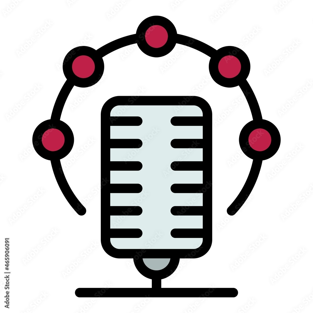 Poster translator microphone icon. outline translator microphone vector icon color flat isolated