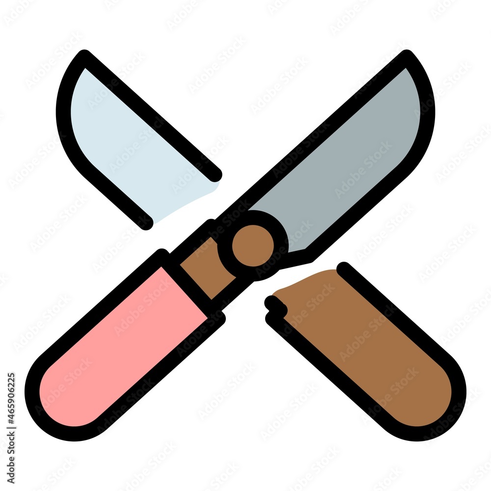 Poster garden scissors icon. outline garden scissors vector icon color flat isolated