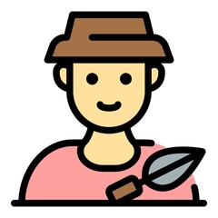 Farmer icon. Outline farmer vector icon color flat isolated