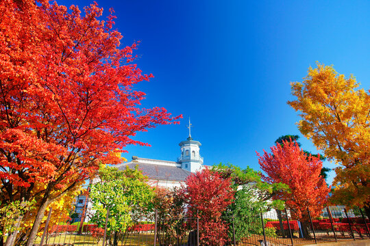 紅葉の旧開智学校, 日本,長野県,松本市
