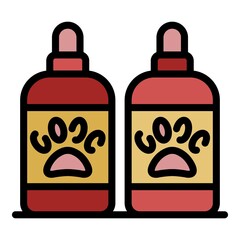 Shampoo groomer bottle icon. Outline shampoo groomer bottle vector icon color flat isolated
