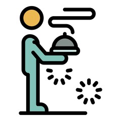 Butler icon. Outline butler vector icon color flat isolated