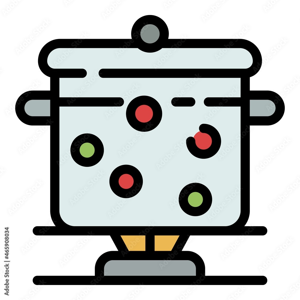 Poster boiling pan icon. outline boiling pan vector icon color flat isolated