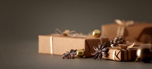 Christmas background with christmas decoration - 3d rendering