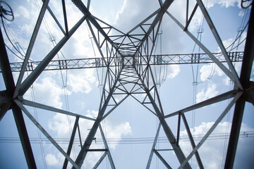 Industrial Power Lines and High Voltage Lines Electricity. High quality photo