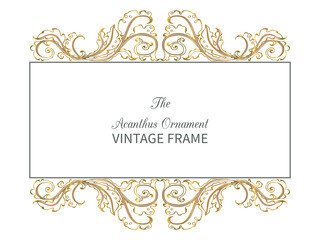 Antique frame in style baroque of acanthus leaves. Monogram floral ornament