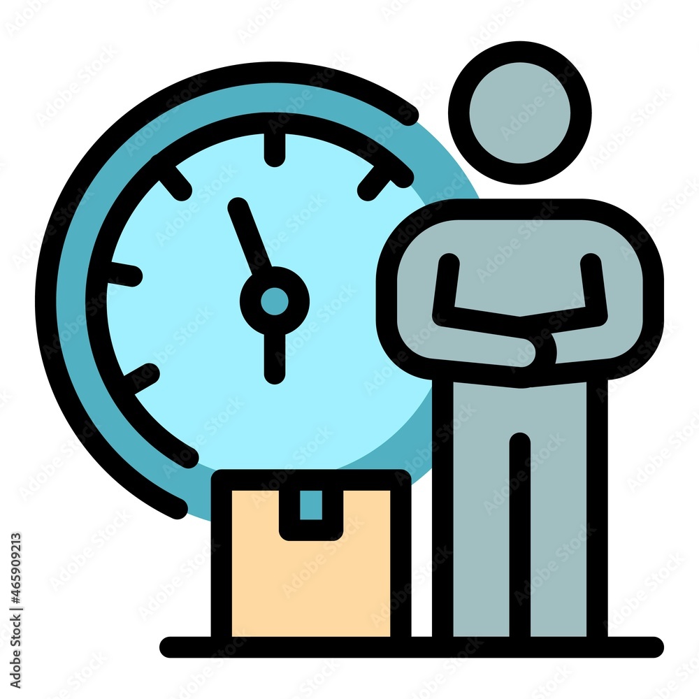 Poster fast time delivery icon. outline fast time delivery vector icon color flat isolated