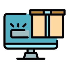 Online parcel delivery icon. Outline online parcel delivery vector icon color flat isolated