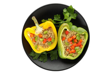 Stuffed pepper in plate isolated on white background