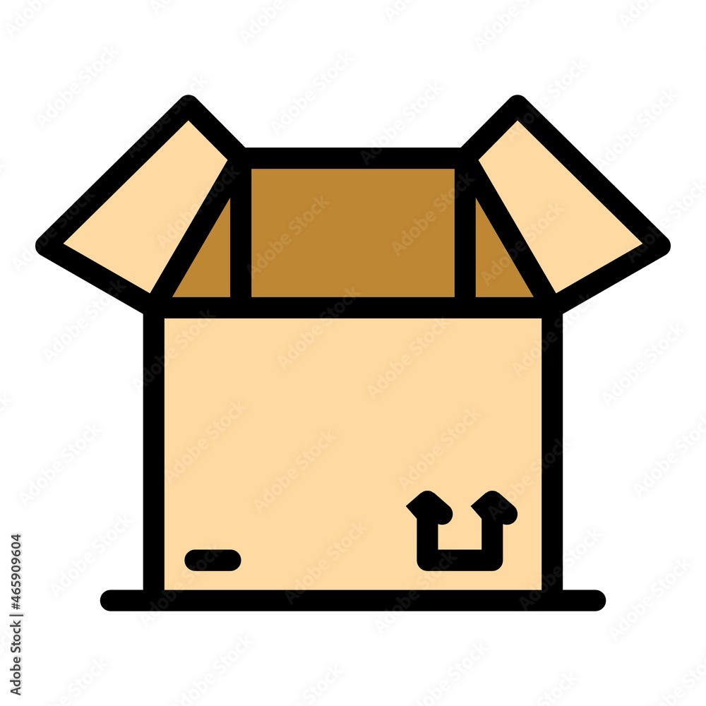 Poster open box icon. outline open box vector icon color flat isolated