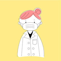 Illustration of a female healthcare worker wearing a mask