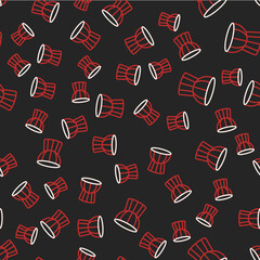 Line African darbuka drum icon isolated seamless pattern on black background. Musical instrument. Vector