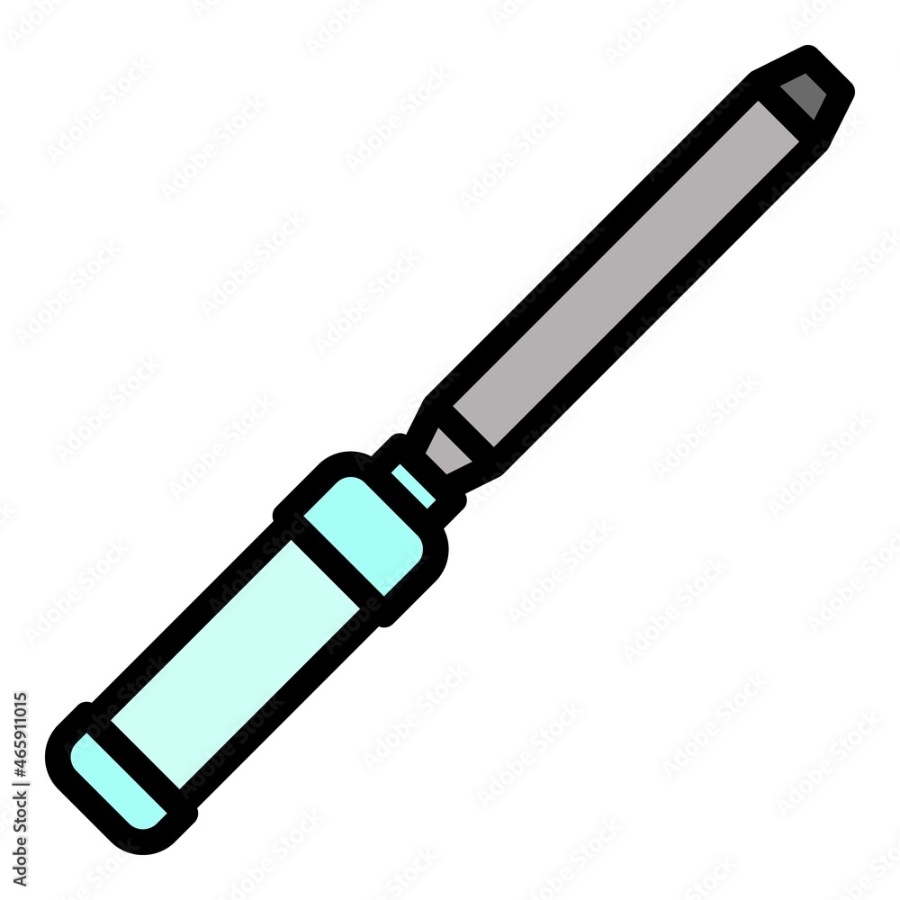Poster handle chisel icon. outline handle chisel vector icon color flat isolated