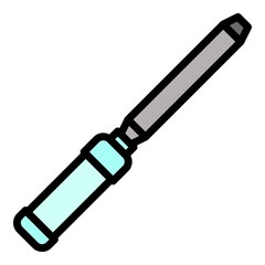 Handle chisel icon. Outline handle chisel vector icon color flat isolated