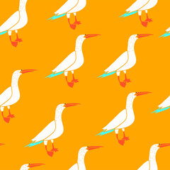 Cute hand drawn birds seamless pattern. Vector illustration.
