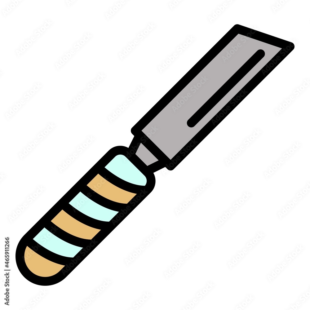 Poster steel chisel icon. outline steel chisel vector icon color flat isolated